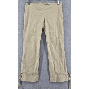 Vtg Y2K Closet Ripstop Capri Pants Juniors 28x23" Tan Low Rise Slim Back Zip